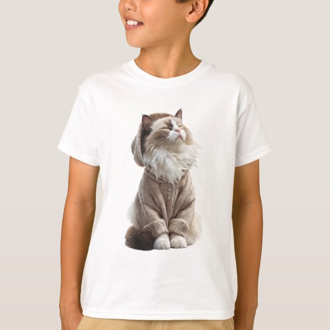 Chat Ragdoll Douillet dans un Sweat à Capuche Tric (Devant)
