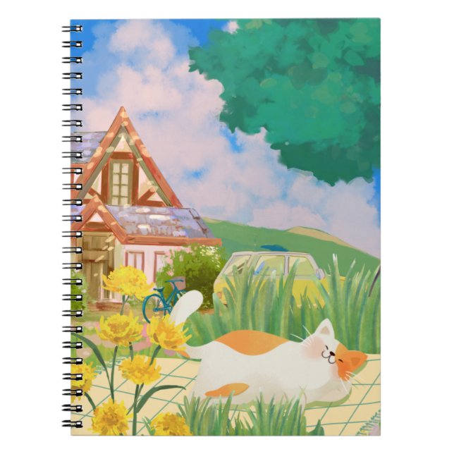 Chat relaxant et couverture de Carnet ensoleillée  (Devant)