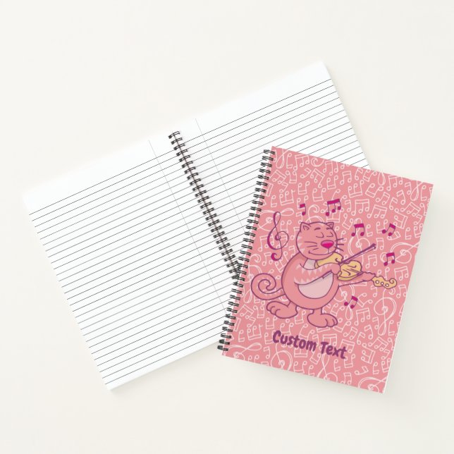 Chat rose avec Carnet violon (Intérieur)