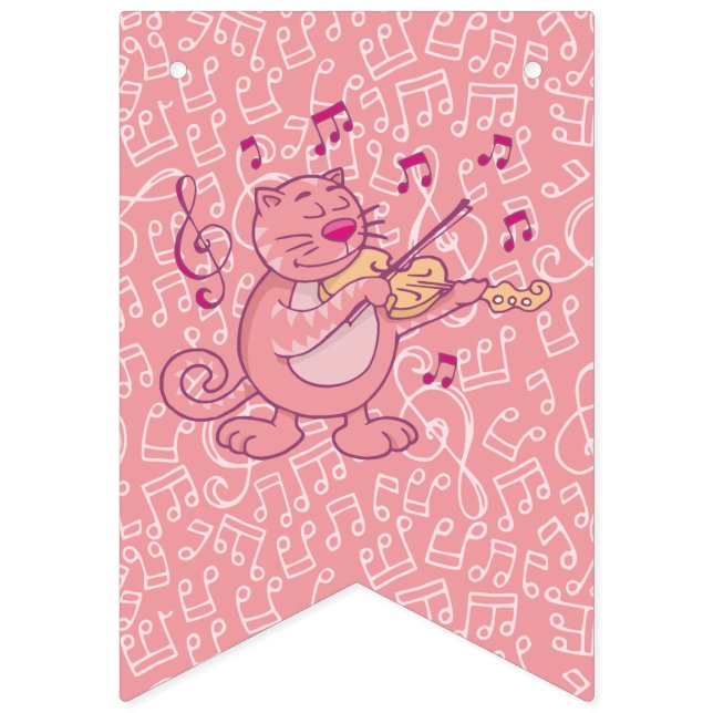 Chat rose avec drapeaux à lapin de violon (Premier drapeau)