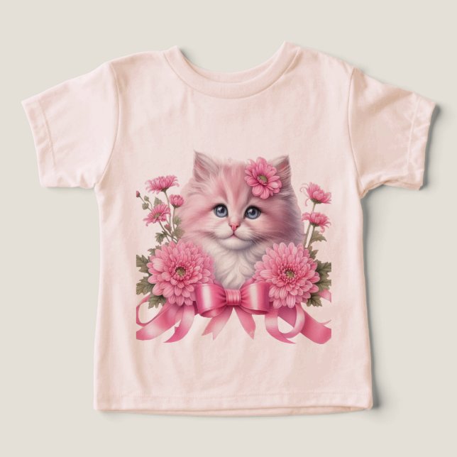 Chat rose avec ruban (Design Recto)