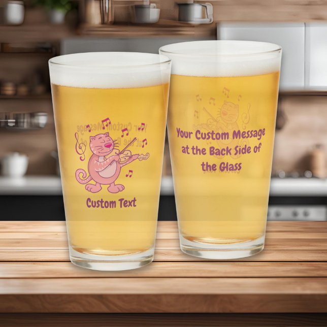 Chat rose avec verre de violon (Créateur téléchargé)