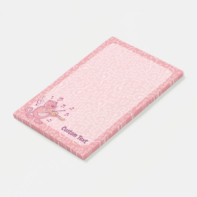 Chat rose avec Violon Post-it Notes (Incliné)
