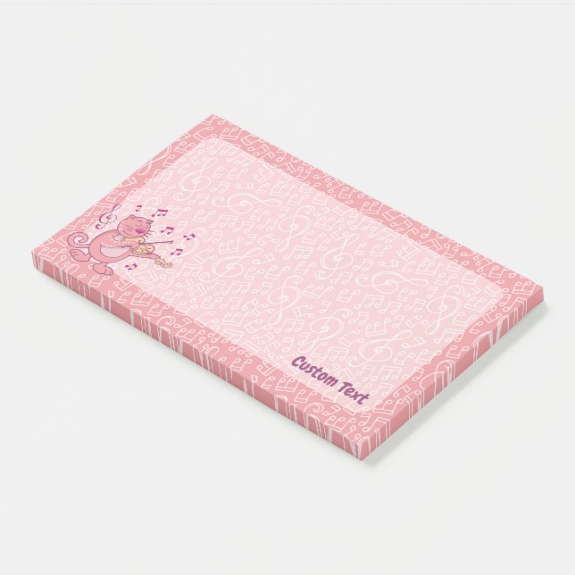 Chat rose avec Violon Post-it Notes (Incliné)