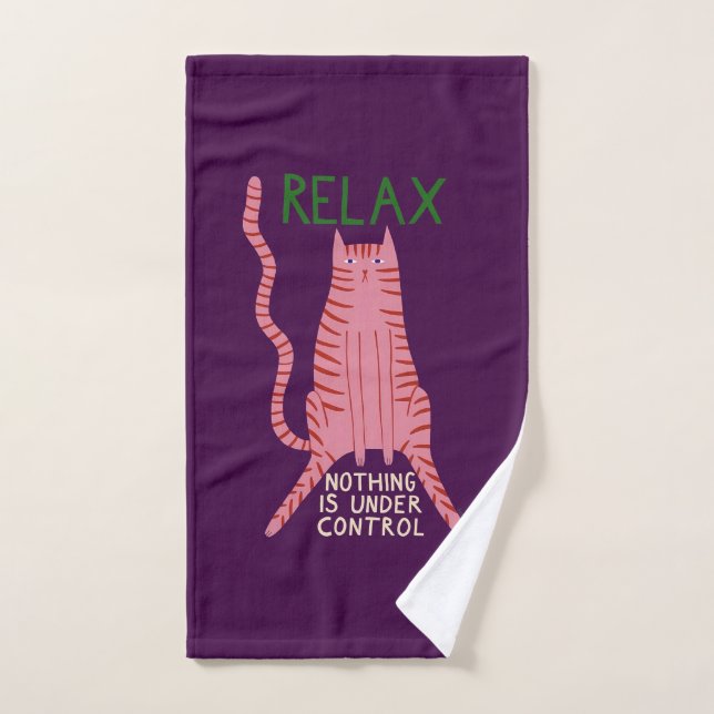 Chat Rose Relax Rien N'est Sous Contrôle  (Serviette à main)