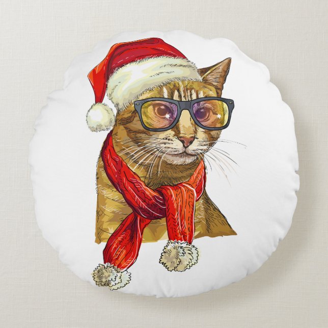 Chat rouge de Noël Coussin de jet (Devant)