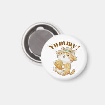 Chat roux Kawaii avec aimant de poisson Taiyaki