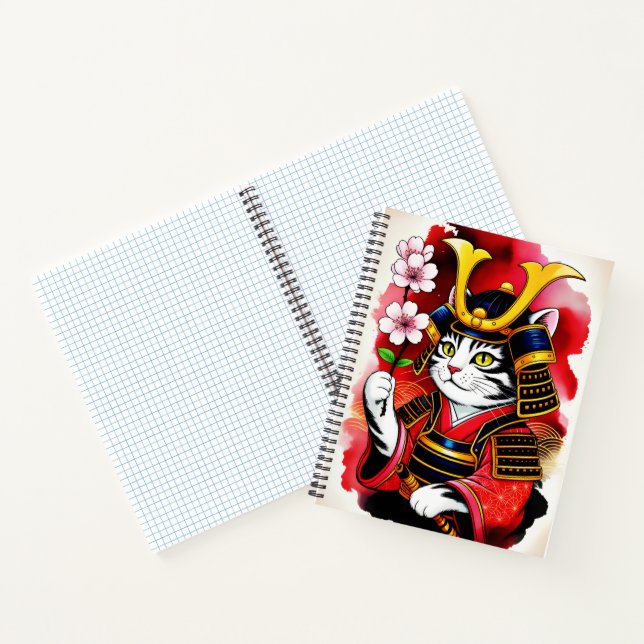 Chat Samouraï Artistique Cerise Pour Journal Intim (Intérieur)