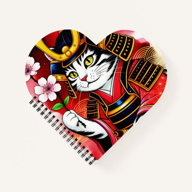 Chat Samouraï Artistique Cerise Pour Journal Intim (Devant)
