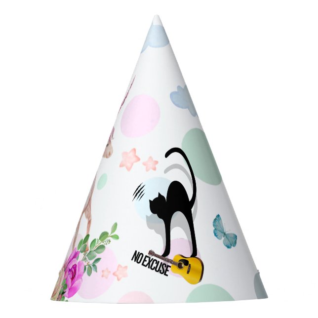 Chat sans excuse par chapeau de fête d'anniversair (Devant)