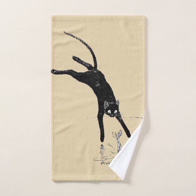 Chat Sauter dans l'étang, Alexandre Steinlen (Serviette à main)
