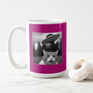 Chat Selfie OVNI Mug Drôle Café Mug