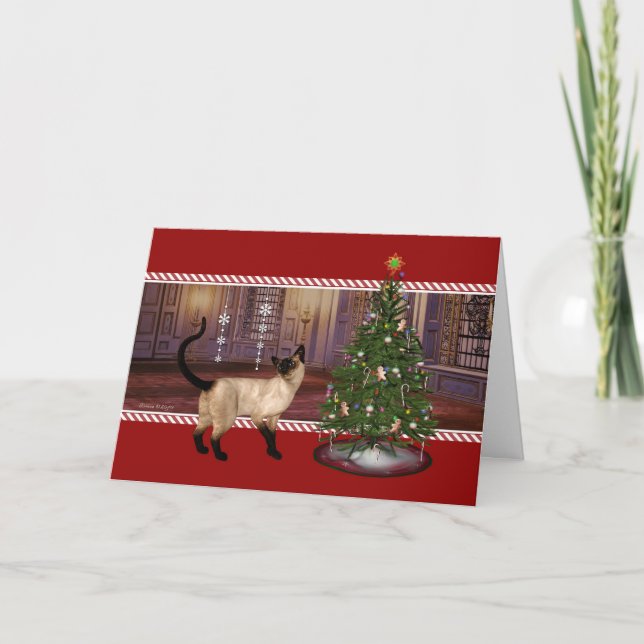 Chat Siamese - Joyeuse carte de voeux de Noël (Devant)