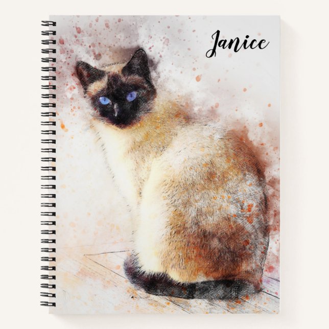 Chat Siamese Thème Carnet Personnalisé (Devant)