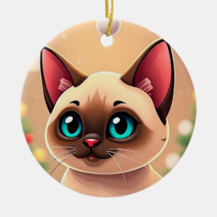 Chat siamois adorable avec décorations de Noël