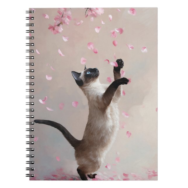 Chat siamois avec fleurs de cerisier Carnet spiral (Devant)