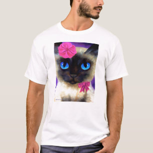 Chat siamois avec le T-shirt de fleur