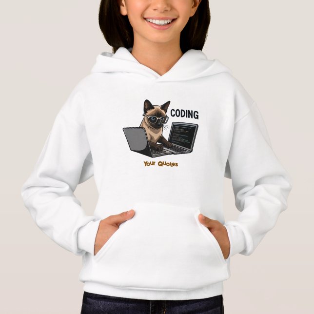 Chat siamois de dessin animé codant (Devant)