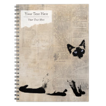 Chat siamois sur journal rétro, nom personnalisé