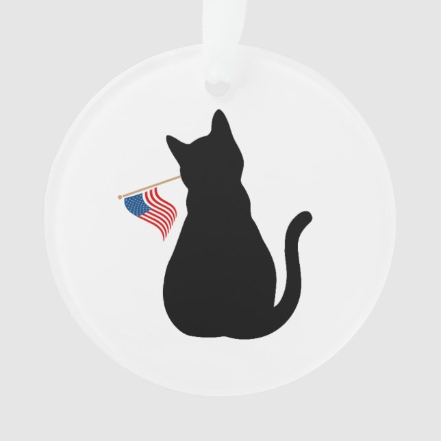 Chat Silhouette American Flag Patriotique Nom de l (devant)