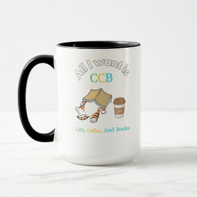 Chat Sleepy avec Café et Mug de livre (Gauche)