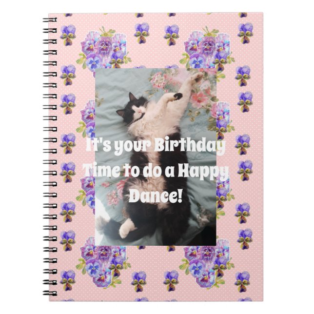 Chat Smoking Fun Cahier Floral Violet Notebook (Devant)