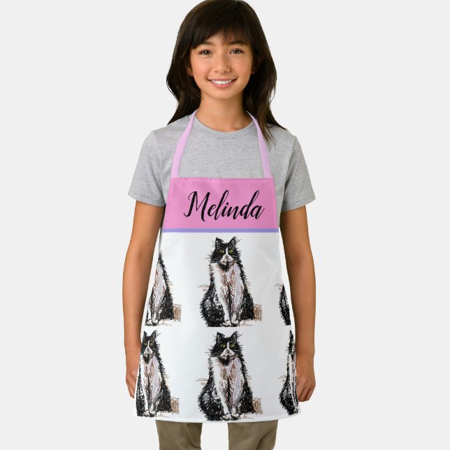 Chat Smoking Pastel Enfants Filles Rose Tablier (Insitu)