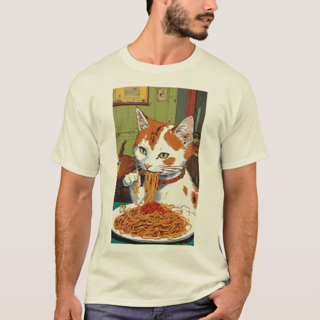 Chat Spaghetti Whimsical - T-Shirt Inspiré Hergé (Devant)