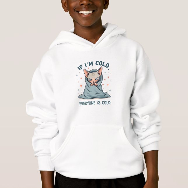 Chat Sphynx Grincheux Dessin Animé Humour Froid (Devant)