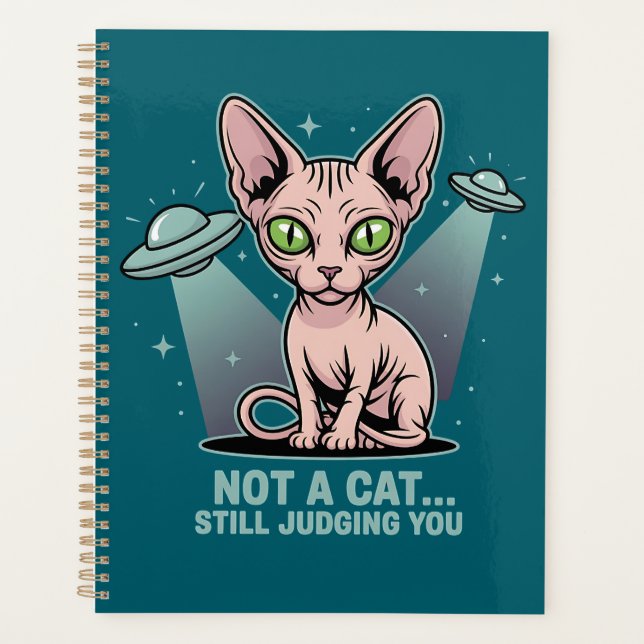 Chat Sphynx OVNI Alien Humour Art (Devant)