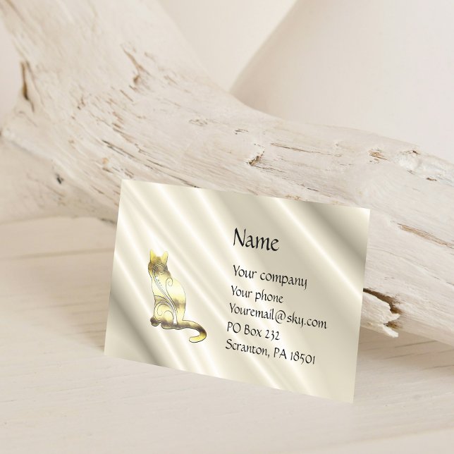 Chat Sur Carte de visite Satin Blanc (Créateur téléchargé)