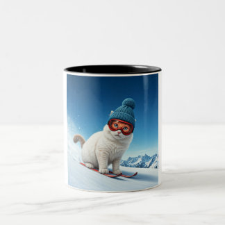 Chat sur les pentes : Une jolie Mug à deux tons