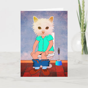 CHAT SUR TOILET FUNNY PENSANT À VOUS CARTES