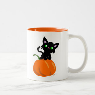 Chat sur une Mug de café Citrouille