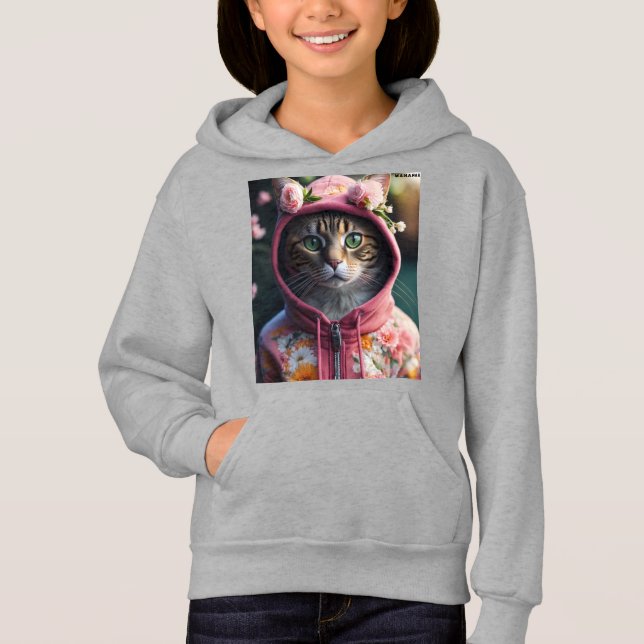 "Chat Sweat - shirt à capuche floral - (Devant)