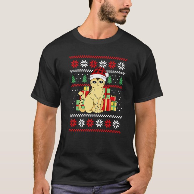Chat T-shirt de Noël laid Santa Chat (Devant)