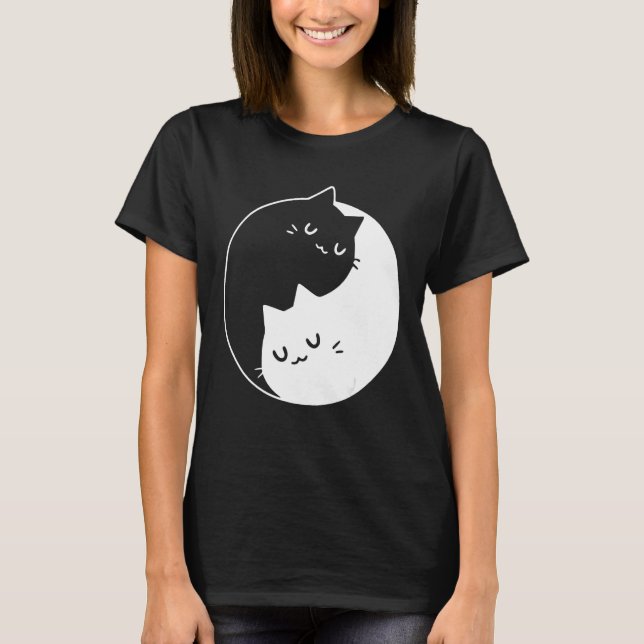 Chat T-Shirt Tee Ying Yang Cats (Devant)