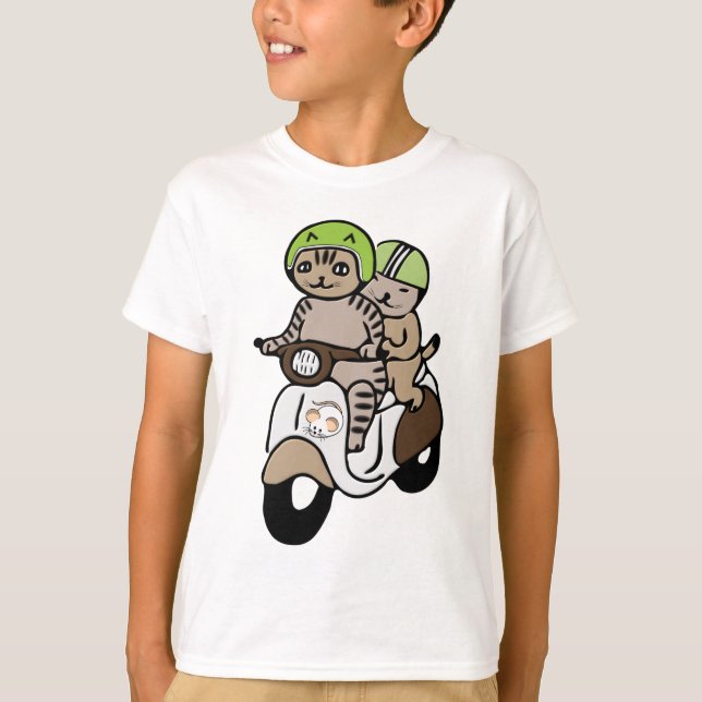 CHAT T-SHIRTS POUR LES GARÇONS SCOOTER (Devant)