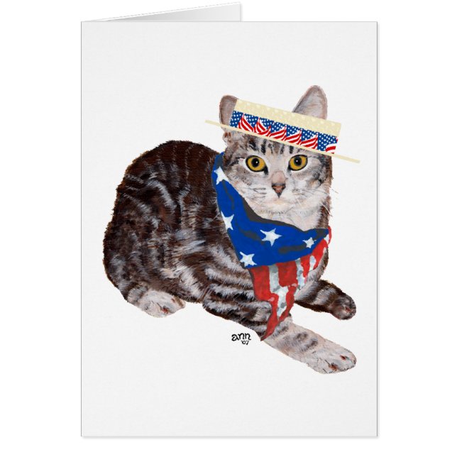 Chat tabby American Shorthair patriotique (Devant)