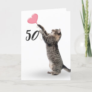 chat tabby amusant pour la carte 50e anniversaire