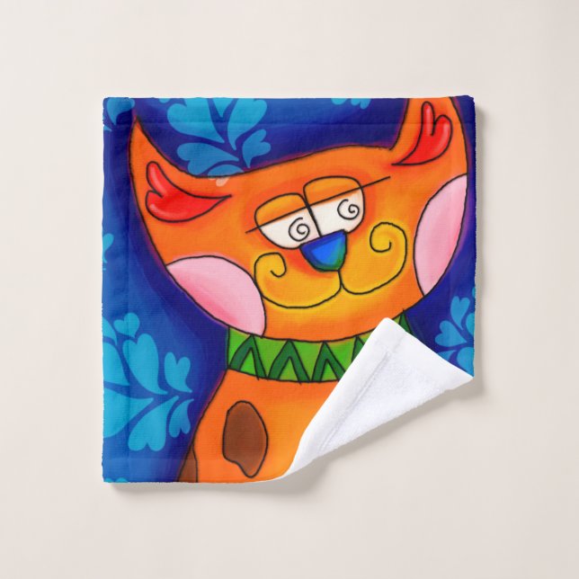 Chat Tabby Orange Souriant (Gant de toilette)