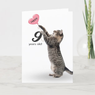 chat tabby pour la carte de 9e anniversaire