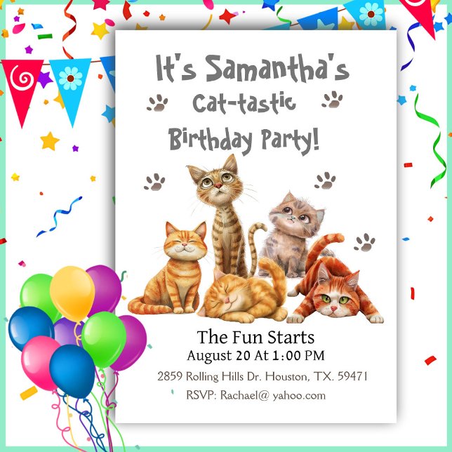 Chat Tastic Kitten Invitation Anniversaire (Créateur téléchargé)