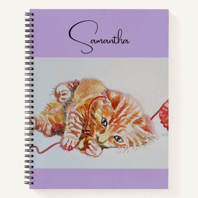 Chat tigré Chats mignons chat aquarelle Cahier (Devant)