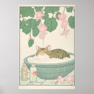 Chat tigré dans la baignoire Impression d'art Sall