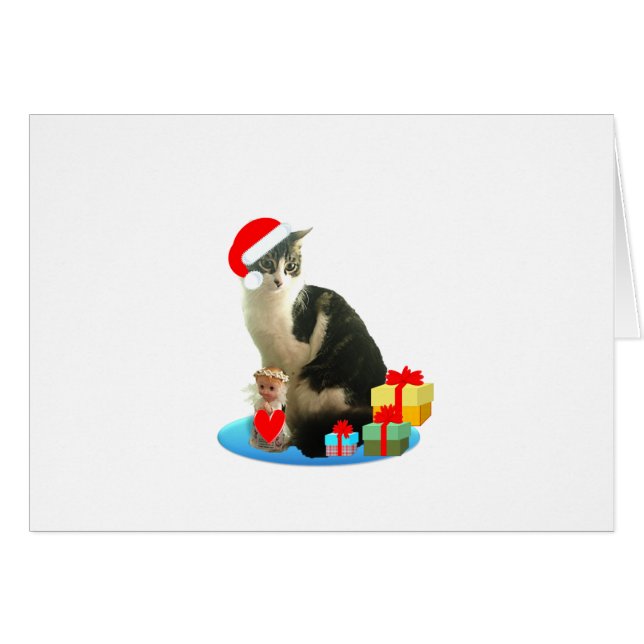 chat tigré de Noël et joli petit ange (Devant horizontal)