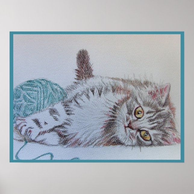 Chat Tigre Mignon Drôle Frénétique chats Poster en (Devant)