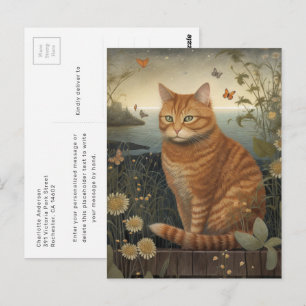 Chat Tigre Orange Au Bord De La Mer Carte Postale