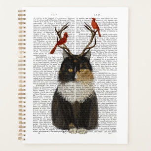 Chat Tortoiseshell avec Antlers et Red Birds