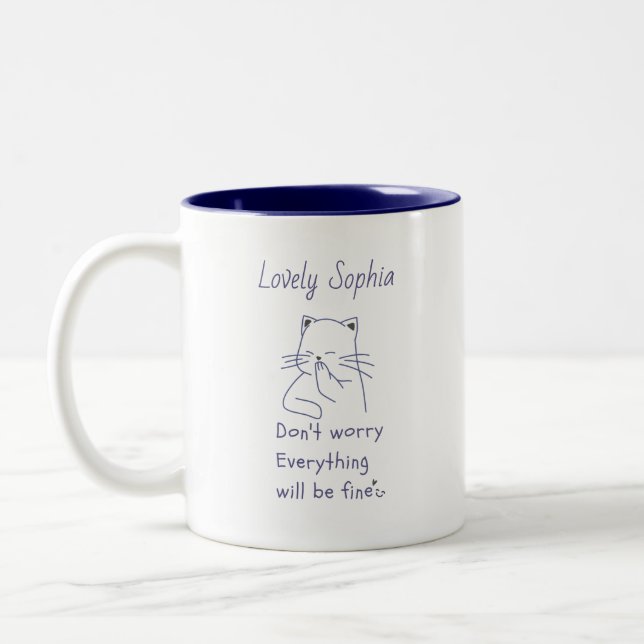 Chat très souriant Mug à deux tons (Gauche)